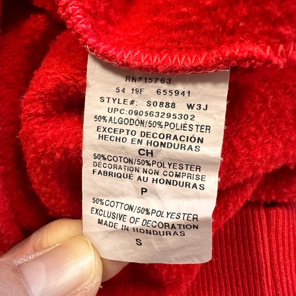 Champion Crewneck Sweatshirt Red Mens Small Embroidered Logo Pullover Fleece - Picture 5 of 7